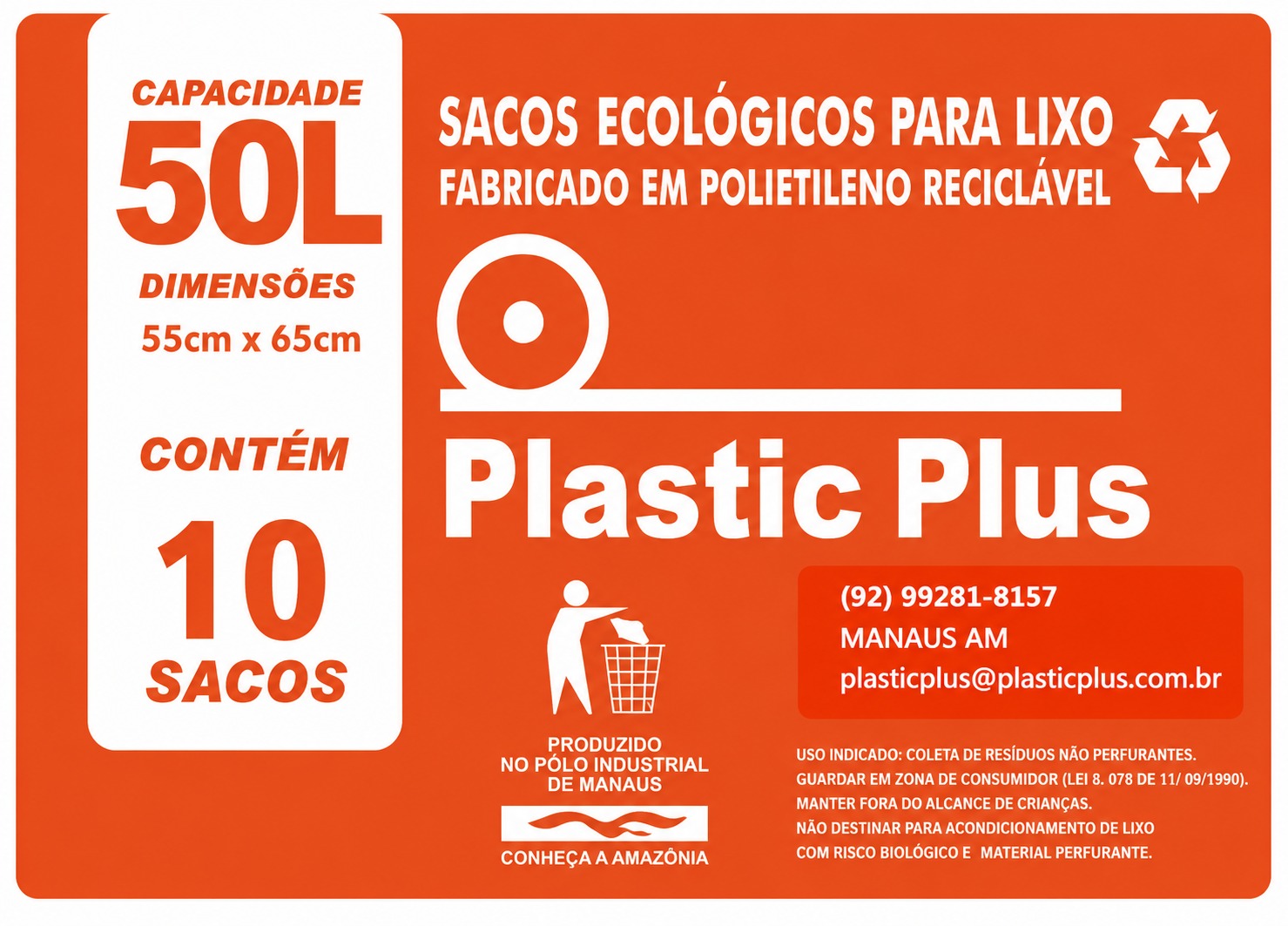 SACOS P/ LIXO 50L, FARDO COM 1.000  UNIDADES EM PCTs COM 10 SACOS