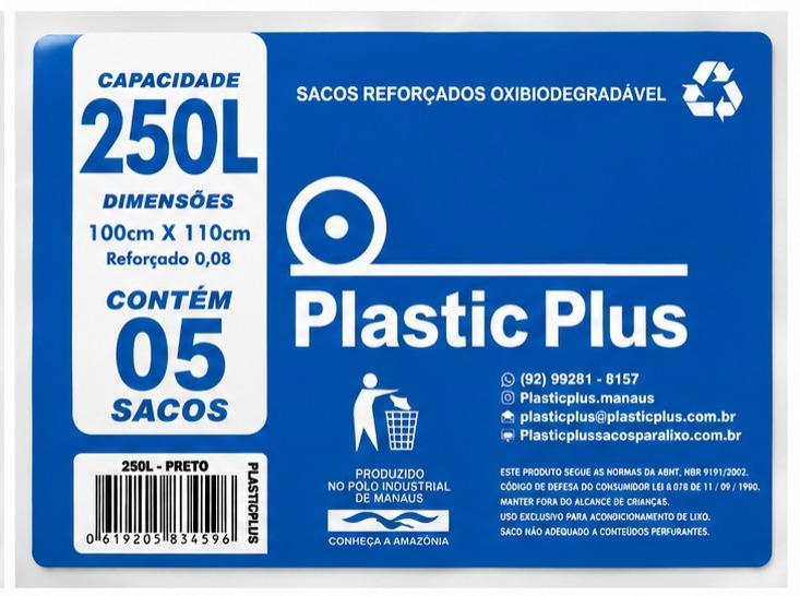 SACOS P/ LIXO 250L, FARDO COM 200  UNIDADES. 40 PCTs COM 05 SACOS