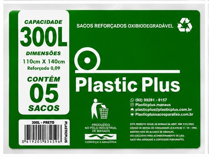 SACOS P/ LIXO 300L, FARDO COM 100  UNIDADES. 20 PCTs COM 05 SACOS
